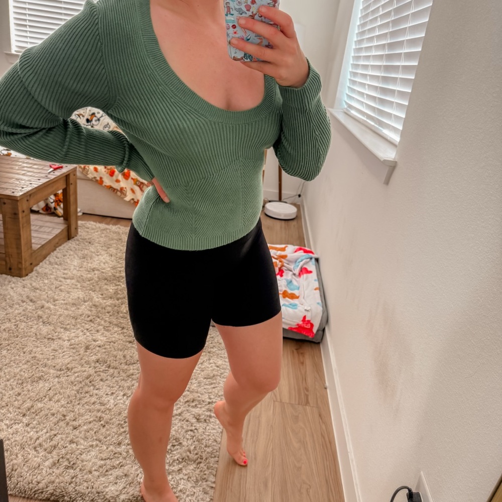 Abercrombie & Fitch Olive Ribbed Knit Top